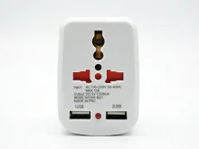 Универсальный переходник тройник с 2 USB: Schuko + NEMA 1-15 для Европы, США, Японии | Быстрая зарядка и розетки