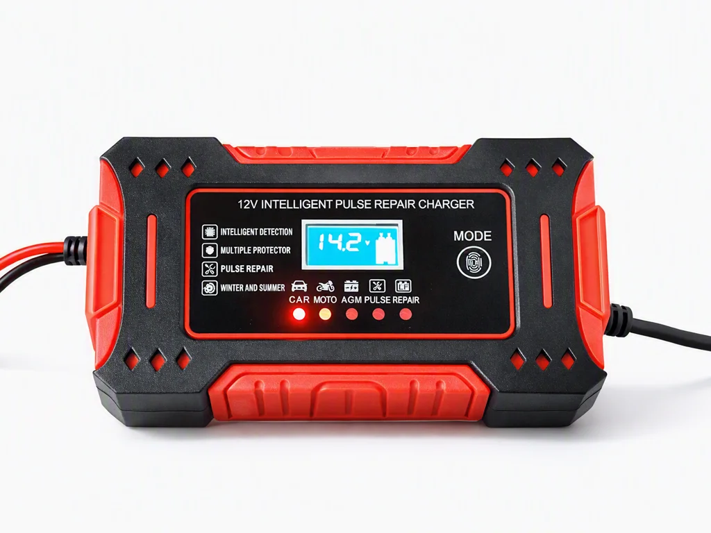 Зарядное устройство для автомобильных аккумуляторов 12V 6A с LCD-дисплеем