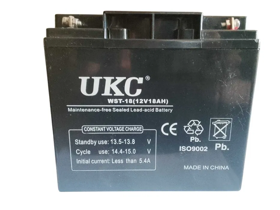 Продаю собственный аккумулятор UKC 12V 18Ah.